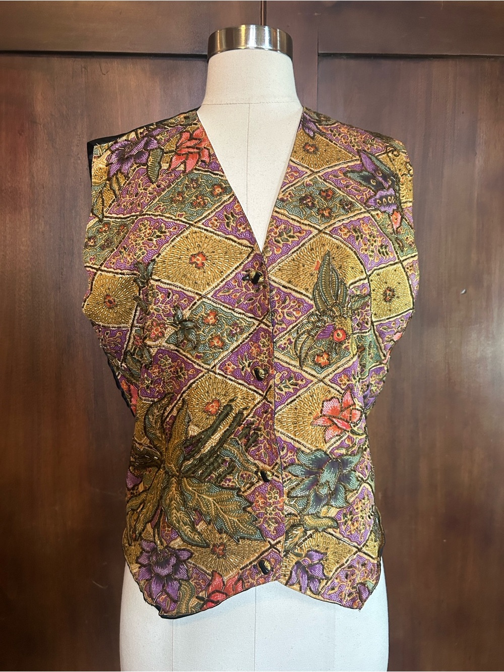 Vintage 80s Gold Beaded Vest OS